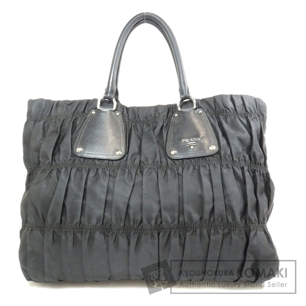 Prada Tessuto Gauffre Tote bag black pleated leather